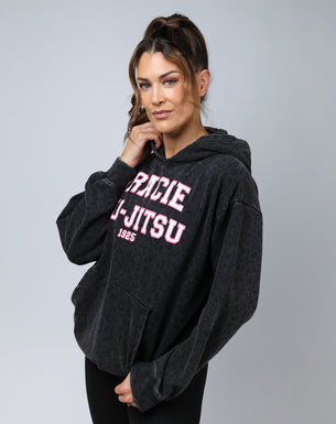 Pink Collegiate Hoodie (Black Leopard)